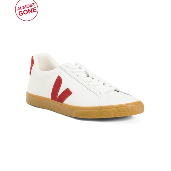 VEJA White/Red Made In Brazil Leather Esplar Sneakers